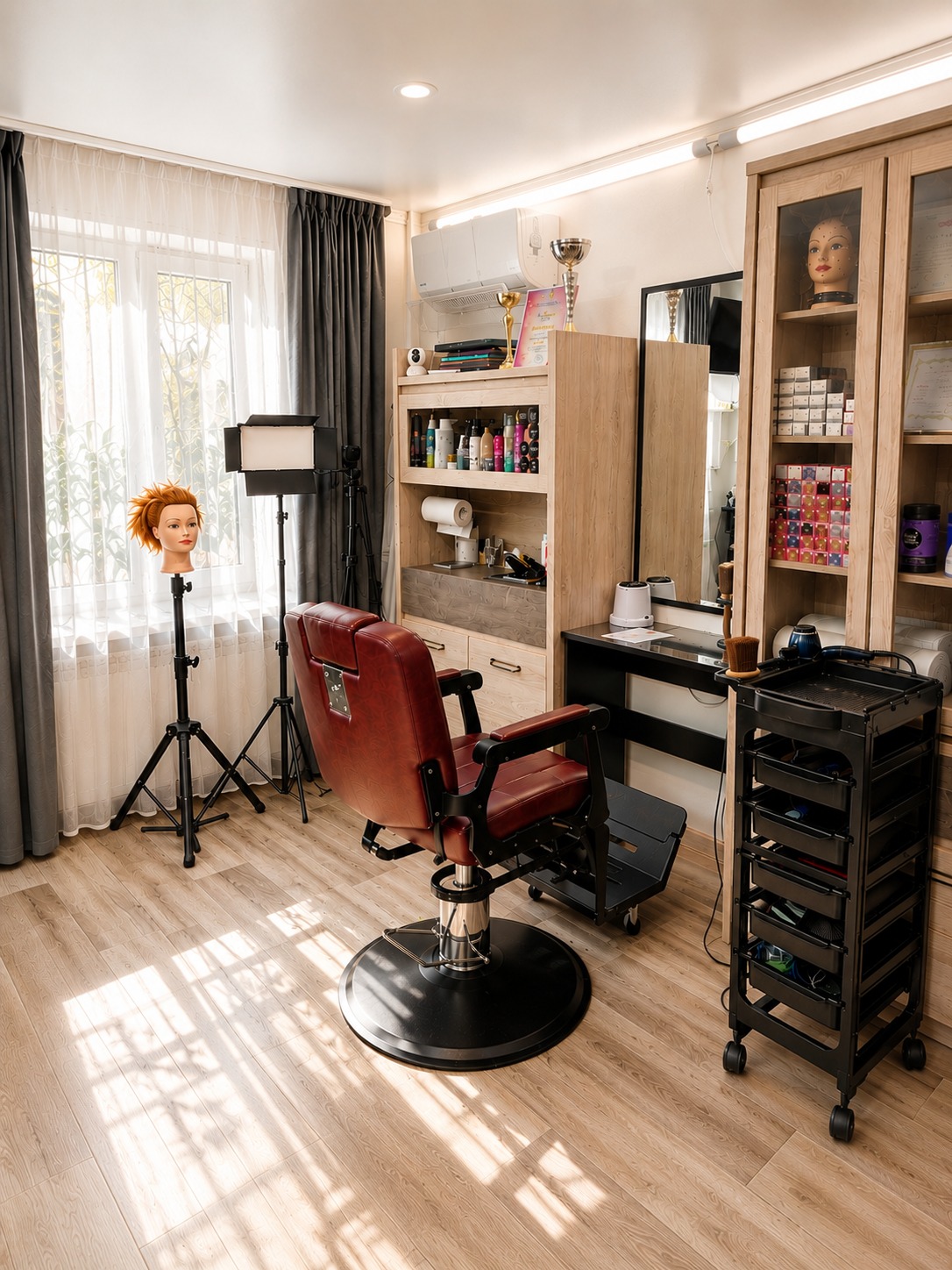 Парикмахерское кресло и оборудованное рабочее место мастера в студии BODY HAUS, Ростов-на-Дону